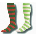 Tube Style Striped Socks w/ Flat Knit Construction (10-13 Large)